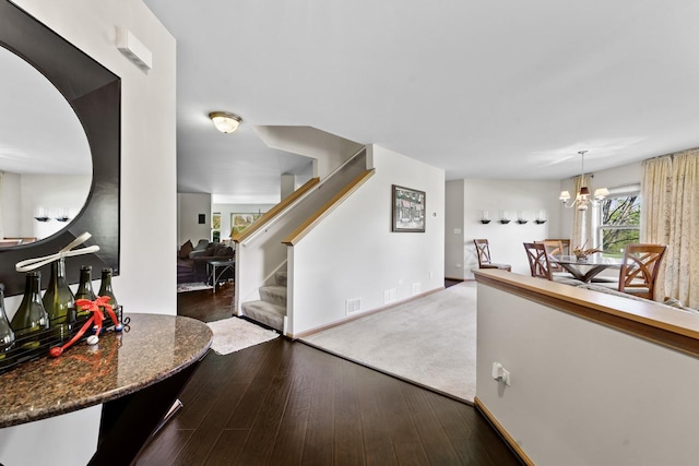 1018 Butterfield Cir E, Shorewood, IL 60404 - entryway featuring wood finished floors, stairs, and a chandelier