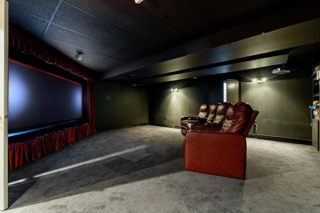 1018 Butterfield Cir E, Shorewood, IL 60404 - carpeted cinema room with baseboards and a drop ceiling