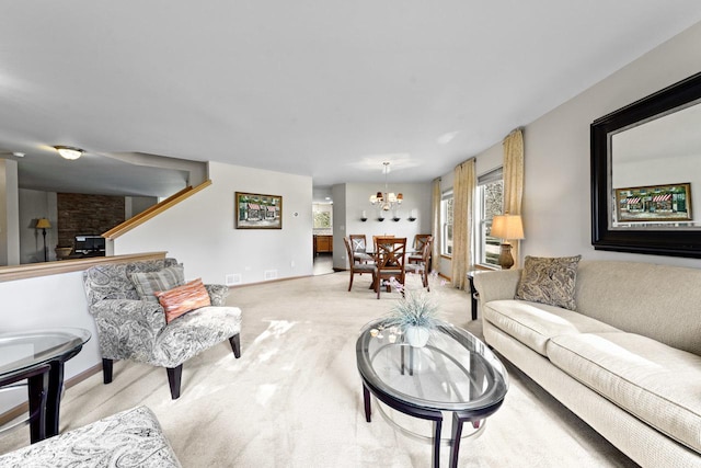 1018 Butterfield Cir E, Shorewood, IL 60404 - living area with carpet flooring and a chandelier