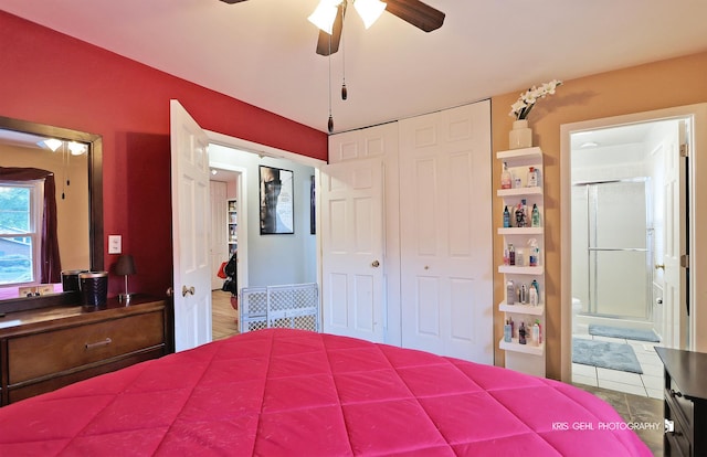 115 Red Bridge Rd, Lake Zurich, IL 60047 - bedroom with a closet, ensuite bath, and ceiling fan