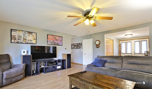 115 Red Bridge Rd, Lake Zurich, IL 60047 - living room with light wood finished floors and ceiling fan