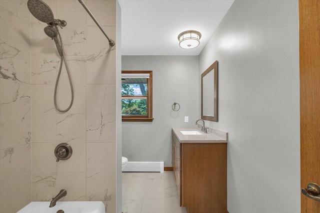 20 Park Dr, Villa Grove, IL 61956 - bathroom featuring marble finish flooring, vanity, and shower / washtub combination
