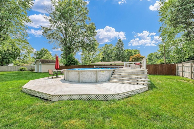 20 Park Dr, Villa Grove, IL 61956 - fenced backyard featuring a shed and a wooden deck