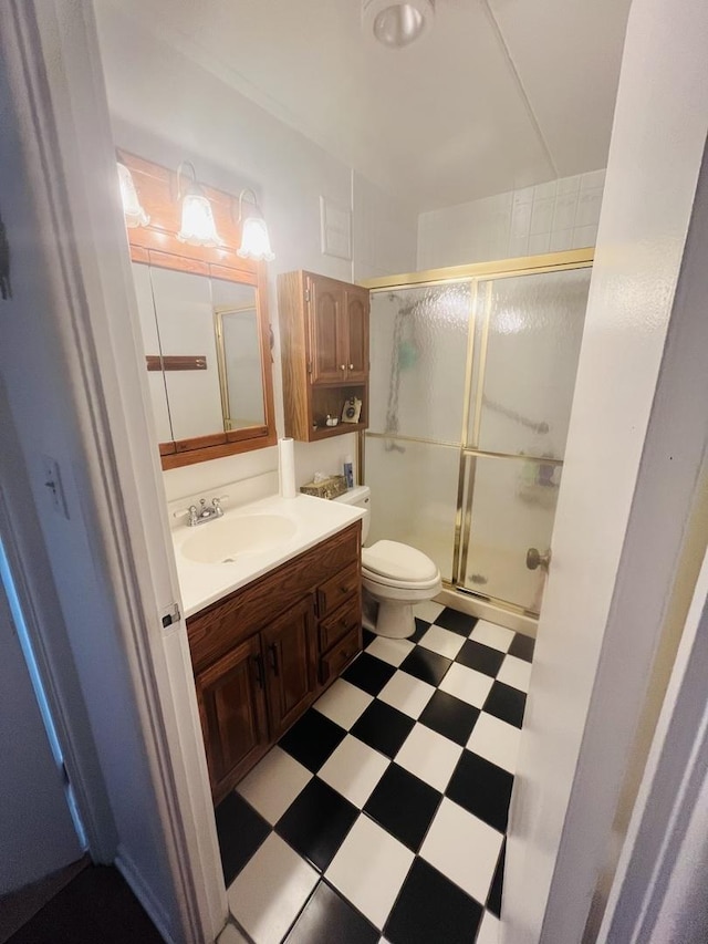 225 S Rohlwing Rd Unit 618, Palatine, IL 60074 - bathroom featuring tile patterned floors, a stall shower, and vanity