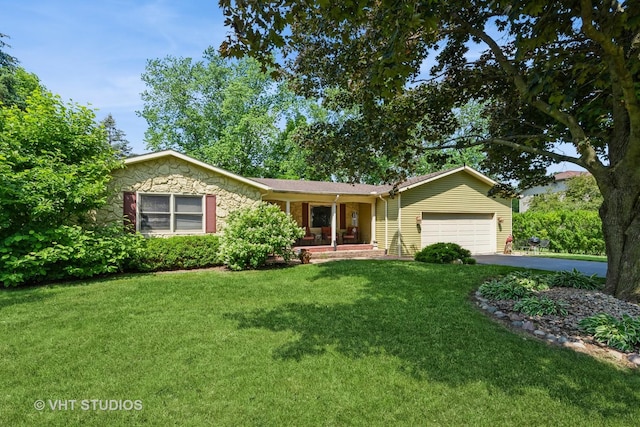 1954 Greenview St, Valparaiso, IN 46383 - single story home with driveway, a garage, a front yard, and covered porch