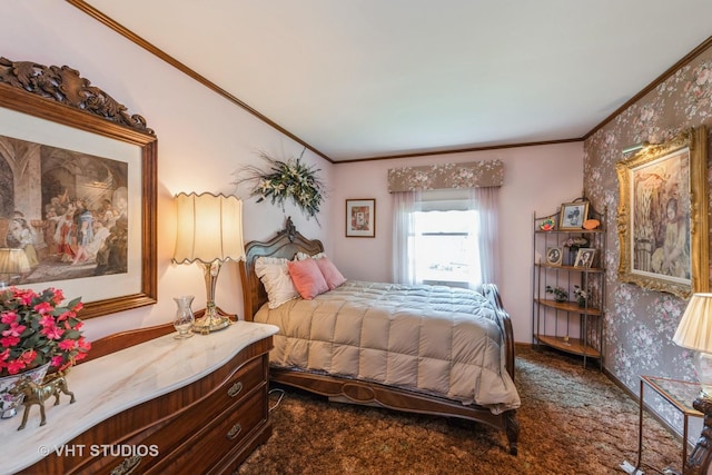 1954 Greenview St, Valparaiso, IN 46383 - bedroom with crown molding and dark colored carpet