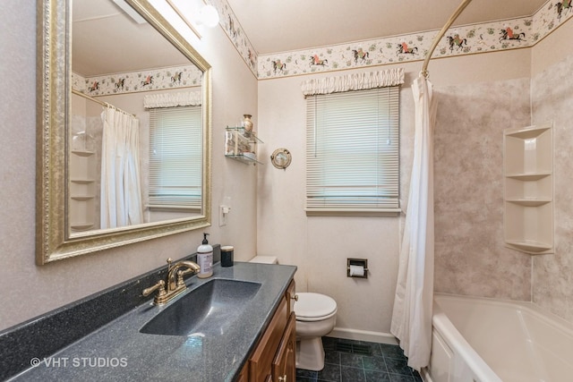 1954 Greenview St, Valparaiso, IN 46383 - full bath with vanity, tile patterned floors, and shower / tub combo with curtain