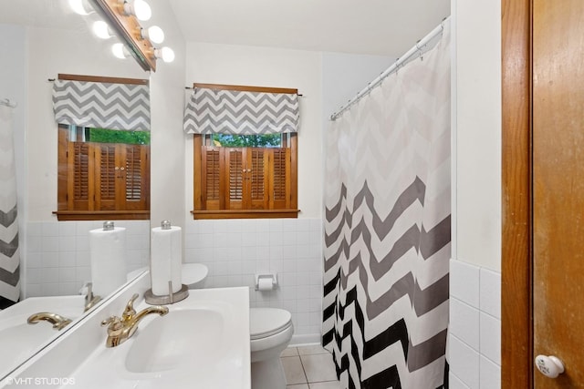 43W888 Hughes Rd, Elburn, IL 60119 - full bath featuring tile walls, tile patterned flooring, vanity, and curtained shower