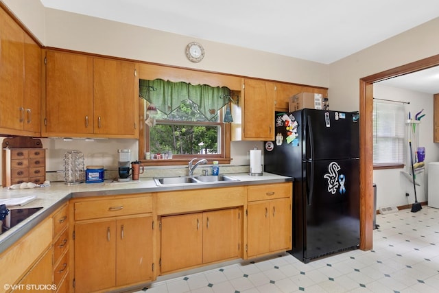 43W888 Hughes Rd, Elburn, IL 60119 - kitchen with freestanding refrigerator, light flooring, healthy amount of natural light, and light countertops