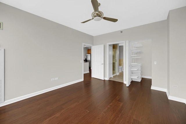 1600 S Prairie Ave Unit 1507, Chicago, IL 60616 - unfurnished bedroom featuring wood finished floors, ensuite bathroom, and a ceiling fan