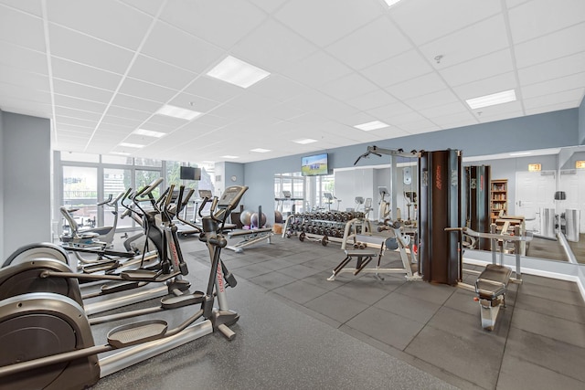 1600 S Prairie Ave Unit 1507, Chicago, IL 60616 - gym featuring a paneled ceiling and healthy amount of natural light