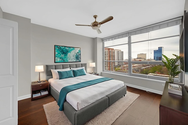 1600 S Prairie Ave Unit 1507, Chicago, IL 60616 - bedroom featuring wood finished floors, ceiling fan, and a view of city