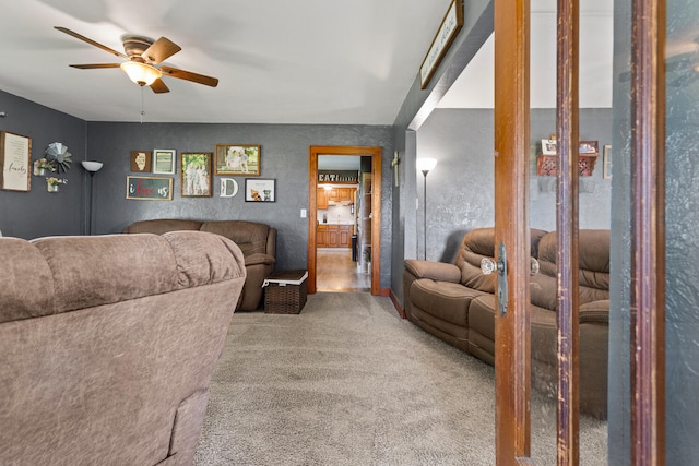 2070 County Road 2400, Thomasboro, IL 61878 - carpeted living room with a ceiling fan