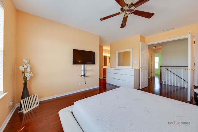 911 Waterford Ln, Elk Grove Village, IL 60007 - bedroom with wood finished floors and ceiling fan