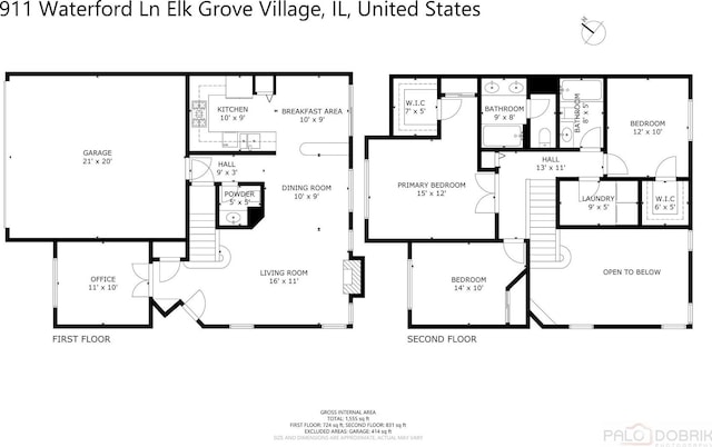 911 Waterford Ln, Elk Grove Village, IL 60007 - view of floor plan / room layout
