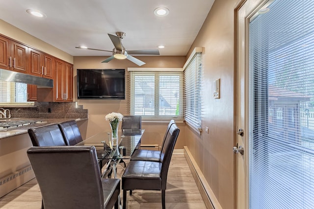 711 E Greenview Rd, Itasca, IL 60143 - dining area with ceiling fan, light wood-type flooring, and recessed lighting