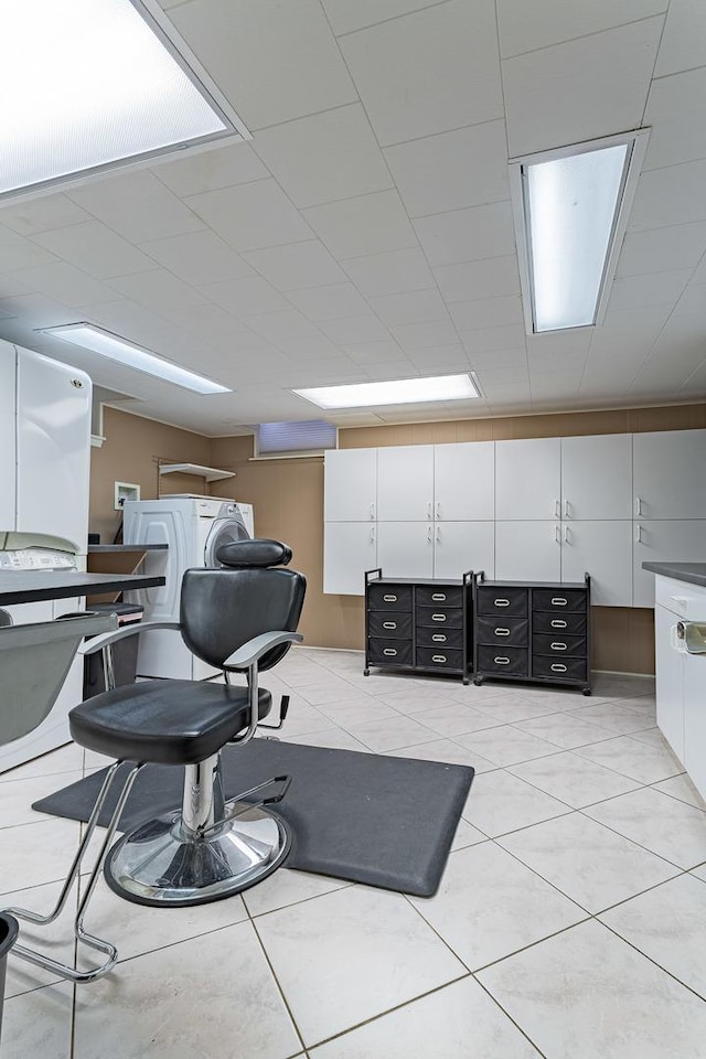 711 E Greenview Rd, Itasca, IL 60143 - miscellaneous room with light tile patterned flooring and washer / dryer