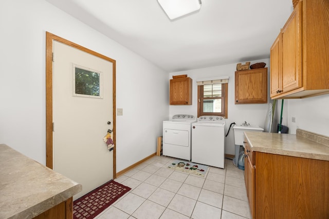 13542 S Erin Dr, Homer Glen, IL 60491 - washroom featuring cabinet space, washer and clothes dryer, and light tile patterned flooring