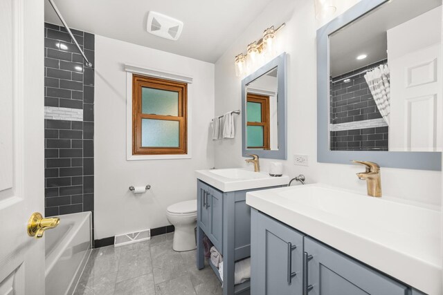 13542 S Erin Dr, Homer Glen, IL 60491 - bathroom featuring two vanities and shower / tub combo with curtain