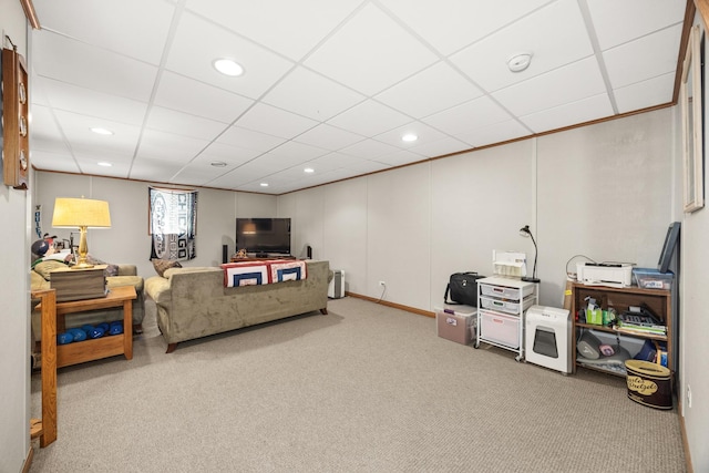 13542 S Erin Dr, Homer Glen, IL 60491 - carpeted living area featuring recessed lighting and a drop ceiling