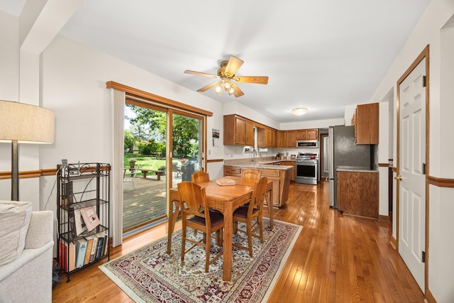 13542 S Erin Dr, Homer Glen, IL 60491 - dining area with hardwood / wood-style flooring and a ceiling fan