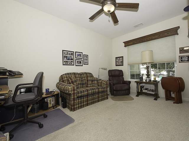 11642 Sunderlin Dr, Huntley, IL 60142 - office area with carpet floors and ceiling fan