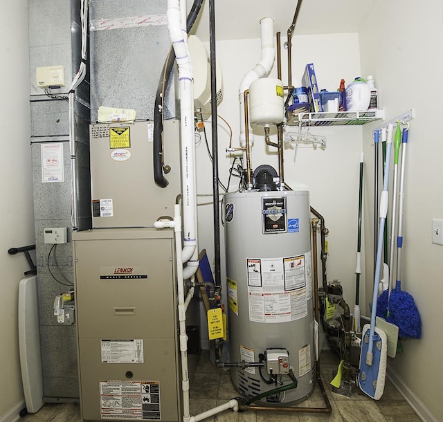 11642 Sunderlin Dr, Huntley, IL 60142 - utility room featuring gas water heater and heating unit
