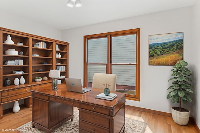 3175 Wild Meadow Ln, Aurora, IL 60504 - home office with light wood-style flooring and baseboards