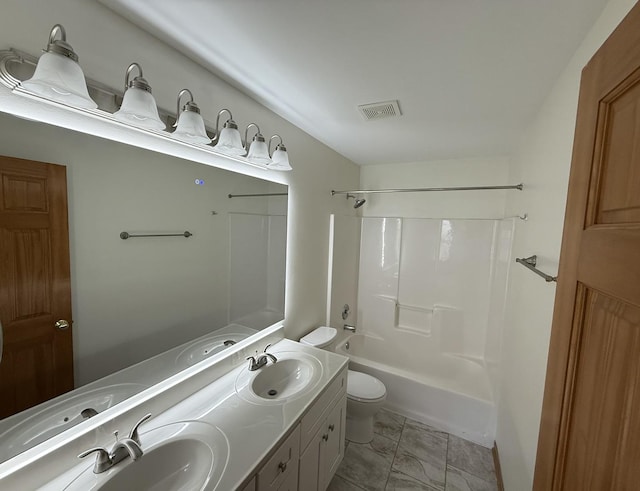 3175 Wild Meadow Ln, Aurora, IL 60504 - full bath featuring double vanity, shower / bath combination, and marble look tiles