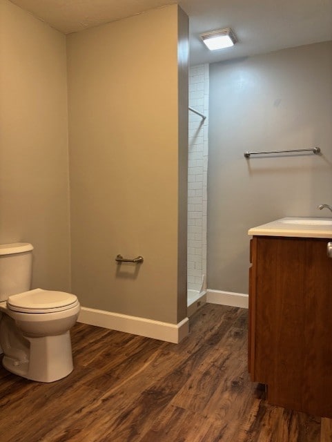 1038 Ruth Crane Dr, Rantoul, IL 61866 - bathroom with a shower stall, vanity, and wood finished floors