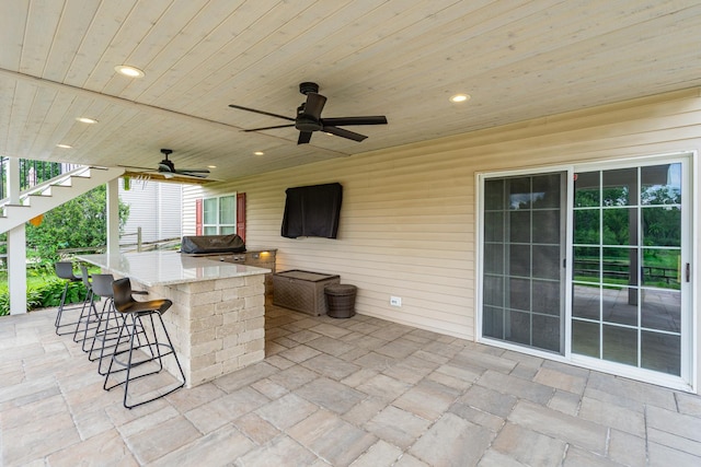 17857 Wilker Dr, Lockport, IL 60441 - view of patio with area for grilling, stairs, and ceiling fan