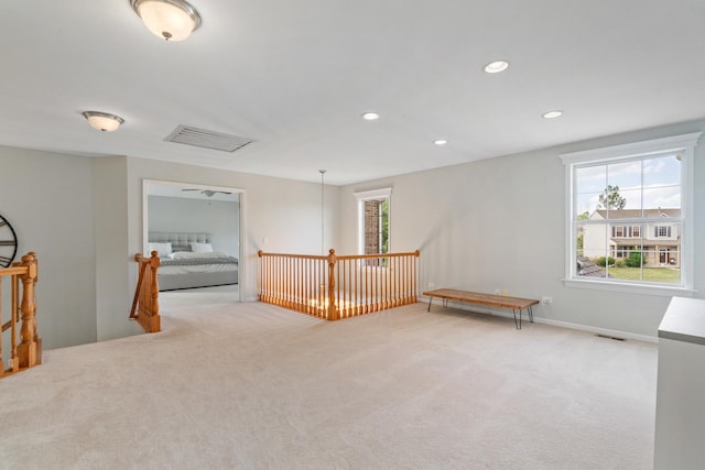 17857 Wilker Dr, Lockport, IL 60441 - hall featuring light carpet, an upstairs landing, and recessed lighting