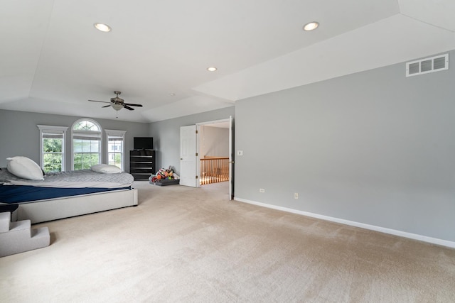 17857 Wilker Dr, Lockport, IL 60441 - bedroom featuring light colored carpet, recessed lighting, and a ceiling fan