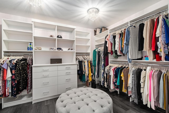 17857 Wilker Dr, Lockport, IL 60441 - spacious closet with a chandelier and dark wood finished floors