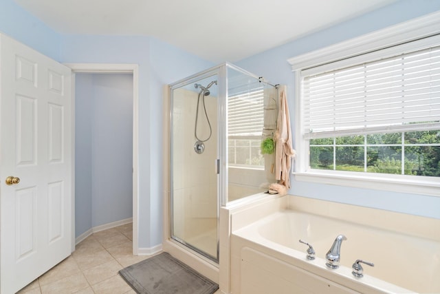 17857 Wilker Dr, Lockport, IL 60441 - full bathroom featuring a garden tub, a stall shower, and tile patterned floors