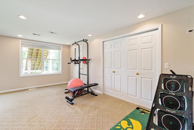 17857 Wilker Dr, Lockport, IL 60441 - exercise room featuring carpet and recessed lighting