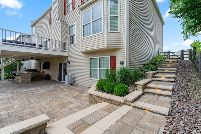 17857 Wilker Dr, Lockport, IL 60441 - patio / terrace featuring a patio, ceiling fan, and stairs