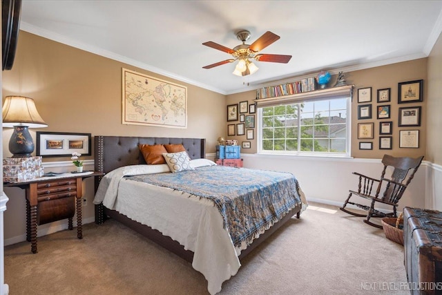 251 Abington Ln, North Aurora, IL 60542 - bedroom featuring carpet flooring, crown molding, and a ceiling fan