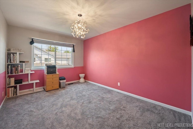251 Abington Ln, North Aurora, IL 60542 - office space featuring a chandelier and carpet flooring