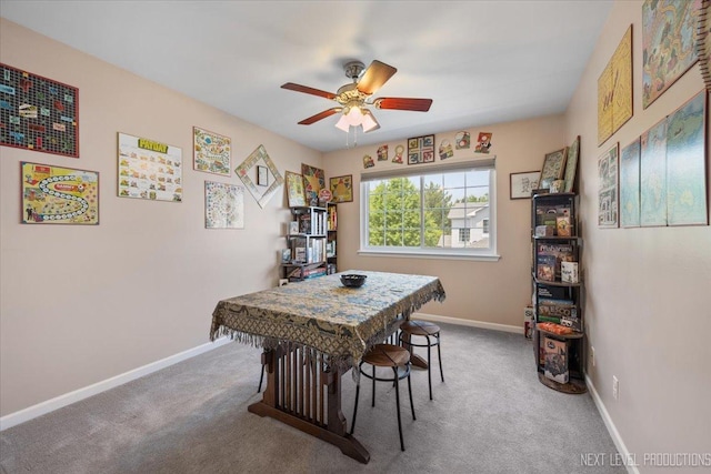 251 Abington Ln, North Aurora, IL 60542 - dining space featuring a ceiling fan, carpet flooring, and an office area