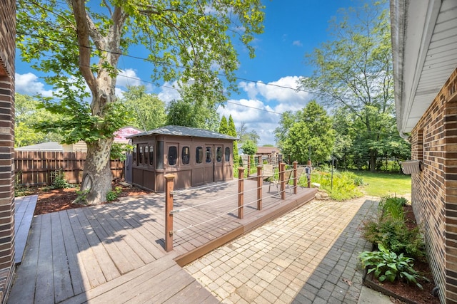 1649 Larry Ln, Glendale Heights, IL 60139 - wooden deck featuring an outbuilding