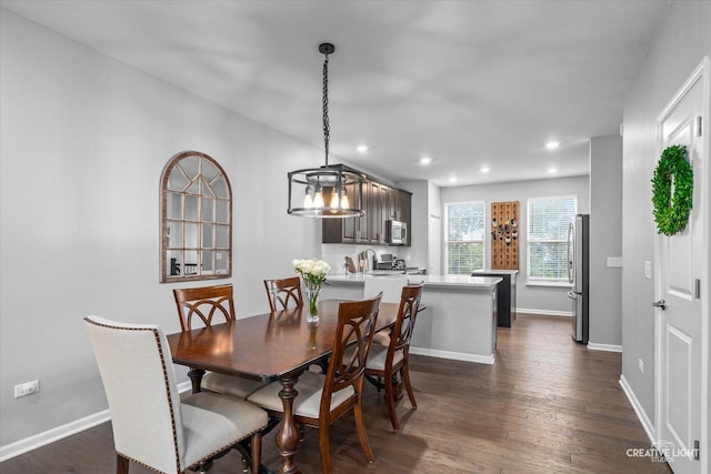229 Lakeshore Dr, Oswego, IL 60543 - dining area with dark wood-type flooring and recessed lighting