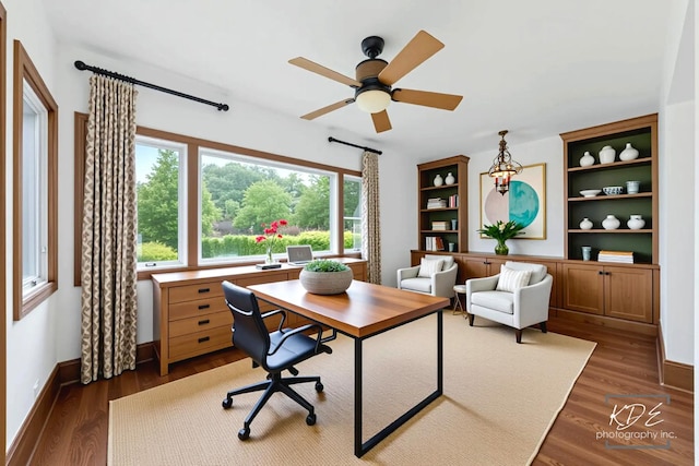 330 S Maple St, Itasca, IL 60143 - home office with dark wood-style flooring and a ceiling fan