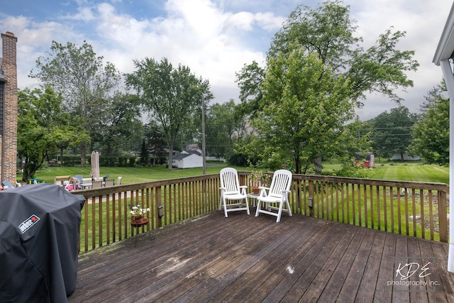 330 S Maple St, Itasca, IL 60143 - wooden deck featuring a yard, view of wooded area, and grilling area