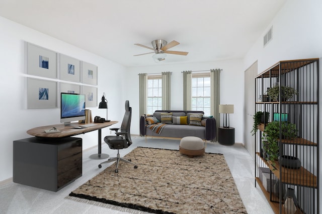 2007 Thornwood Cir, Saint Charles, IL 60174 - carpeted office featuring ceiling fan and baseboards