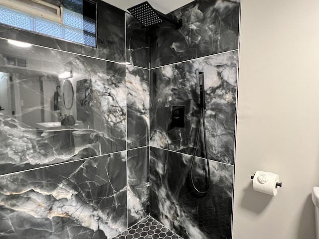 12837 S Aberdeen St, Calumet Park, IL 60827 - bathroom view of a marble finish shower and toilet