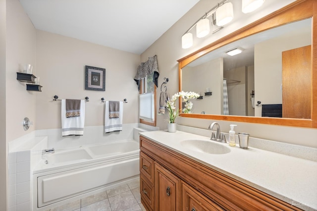 937 Wellington Cir, Aurora, IL 60506 - full bath with a bath, vanity, and tile patterned flooring