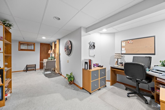 937 Wellington Cir, Aurora, IL 60506 - home office with a paneled ceiling, carpet flooring, and recessed lighting