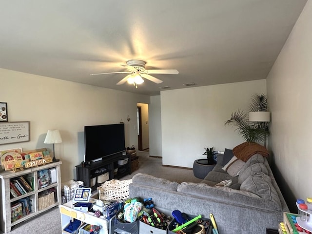 12211 S Spencer St, Alsip, IL 60803 - carpeted living room with ceiling fan and baseboards