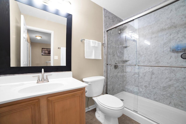 2420 Columbia Ln, Montgomery, IL 60538 - bathroom with vanity, a stall shower, and tile patterned floors